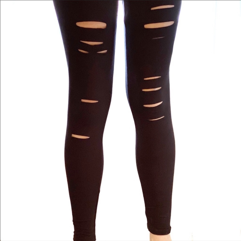 Ripped Leggings Black Yoga Pants Athleti… - Picture 3 of 8